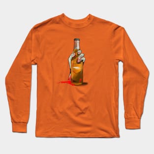 Zombie Hand Double Tap on Orange Long Sleeve T-Shirt